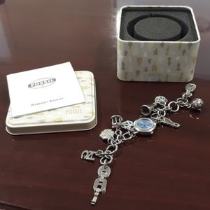 Unc fossil charm bracelet watch